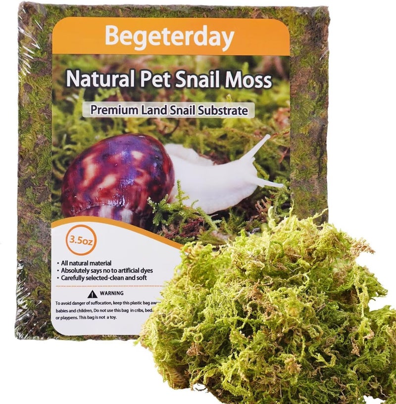 Begeterday Natural Moss for Pet Snails, Perfect Pet Snail Supplies for Maintain The Humidity Levels in The Enclosure - Image 1